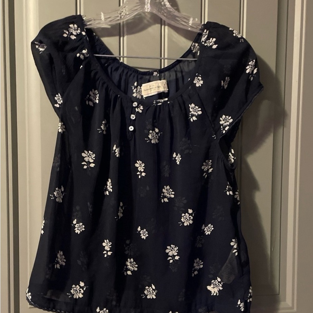 Abercrombie & Fitch Navy Blue Floral Blouse